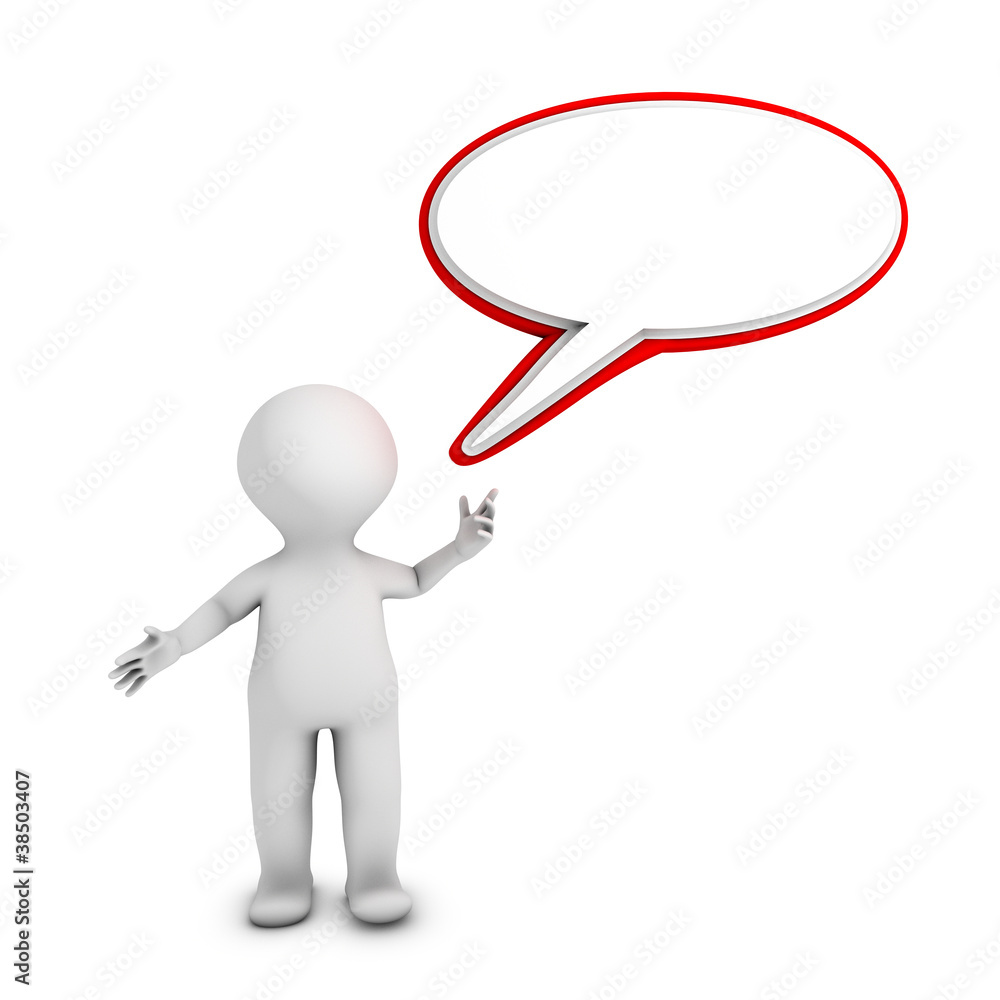 A character with a red attractive speech balloon A character with a red attractive speech balloon