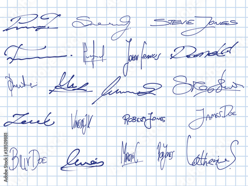 Signatures - ficticious business handwriting