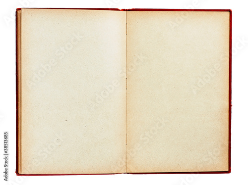 Retro old book with empty pages isolated on white