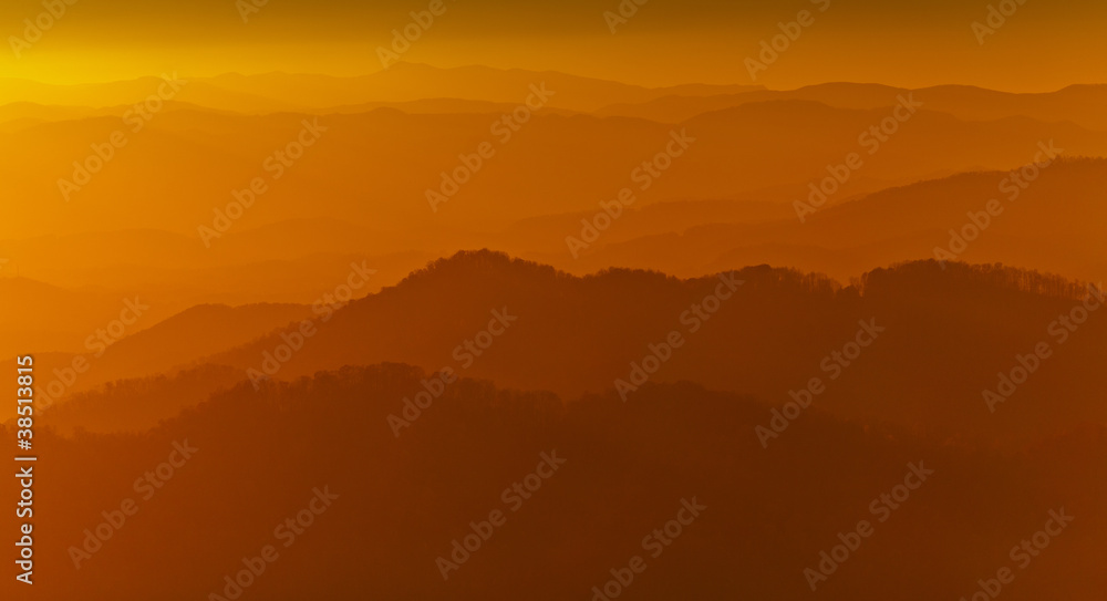 Appalachian mountains at sunset