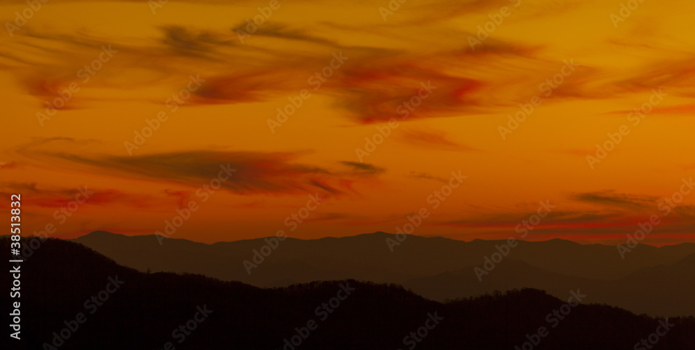 Warm sunset in Appalachia mountains