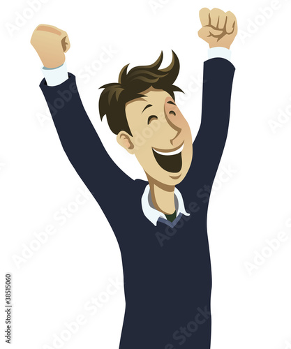 Happy guy cheering