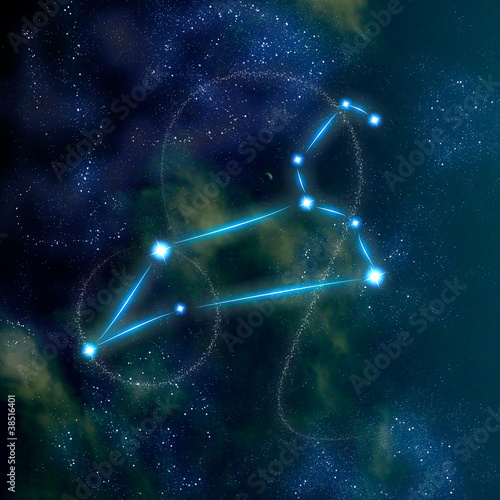 Fototapeta Naklejka Na Ścianę i Meble -  Leo constellation and symbol