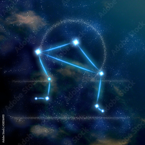 Fototapeta Naklejka Na Ścianę i Meble -  Libra constellation and symbol