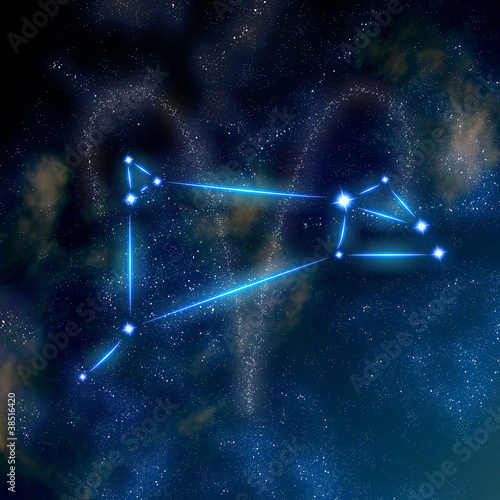 Fototapeta Naklejka Na Ścianę i Meble -  Aries constellation and symbol