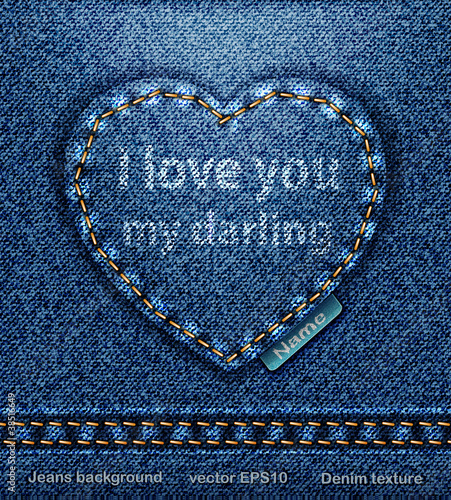 vector Jeans heart denim texture