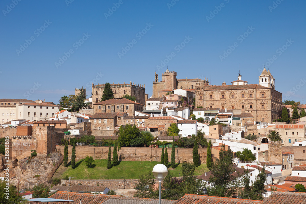 Caceres monumental dowtown panoramic, Spain