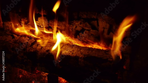 Fire Logs Slow Motion Close Up