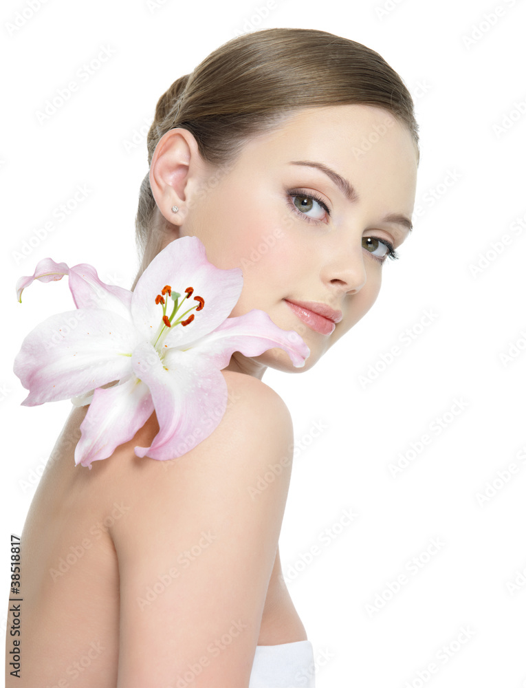 Beautiful woman with flower Beautiful woman with flower