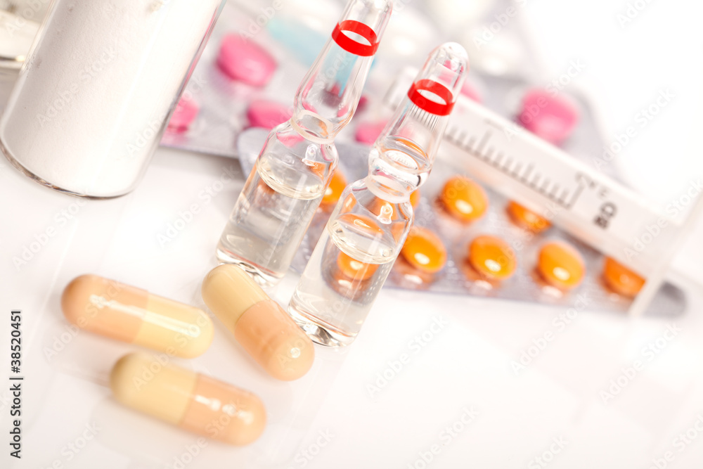 Medical ampoules and pills Medical ampoules and pills
