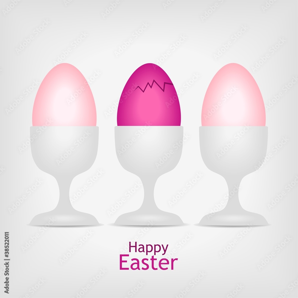 three pink easter eggs - vector illustration