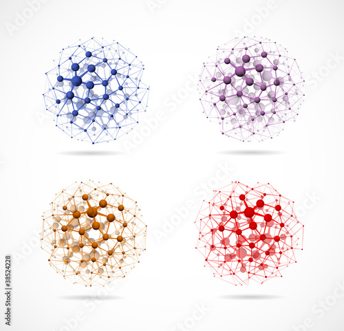 Four molecular spheres