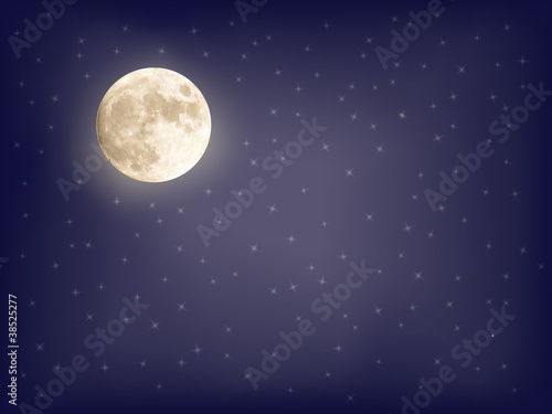 abstract starry background with full moon vector illustration