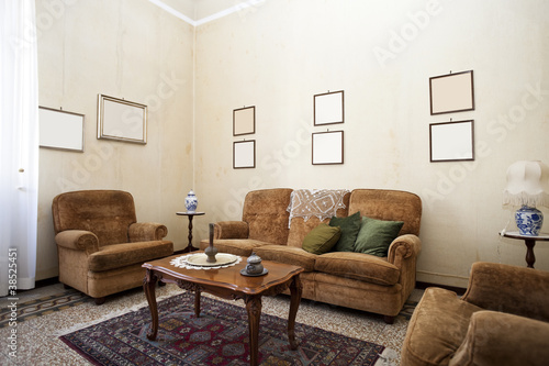Canvastavla old livingroom, interior