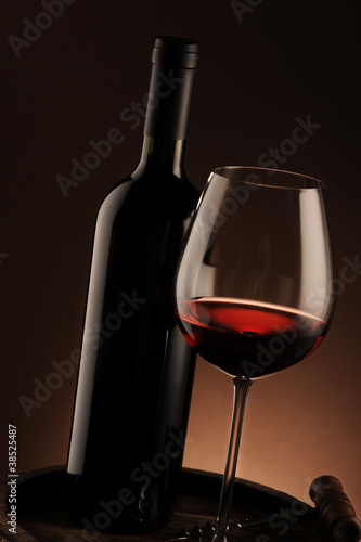 red wine, bottle and glass