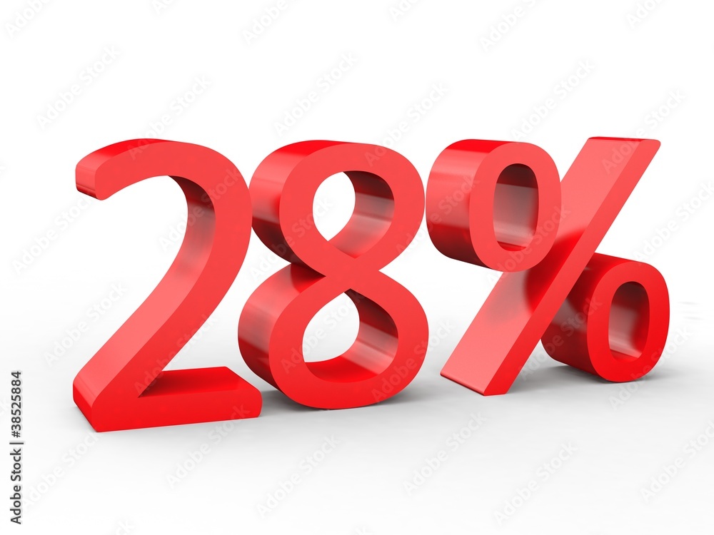 3d Schrift 28% rot 3d Schrift 28% rot