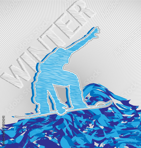 Scribble Snowboarder Poster