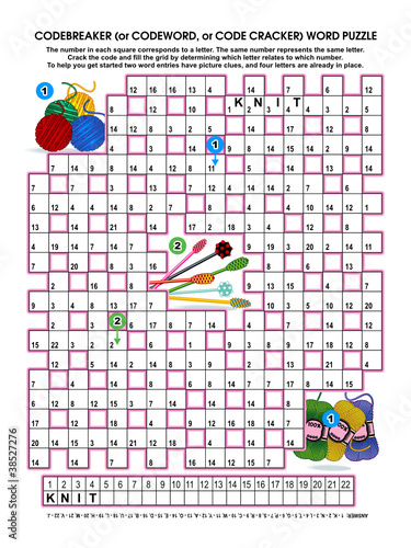 Codebreaker (codeword, code cracker) word puzzle, brain game