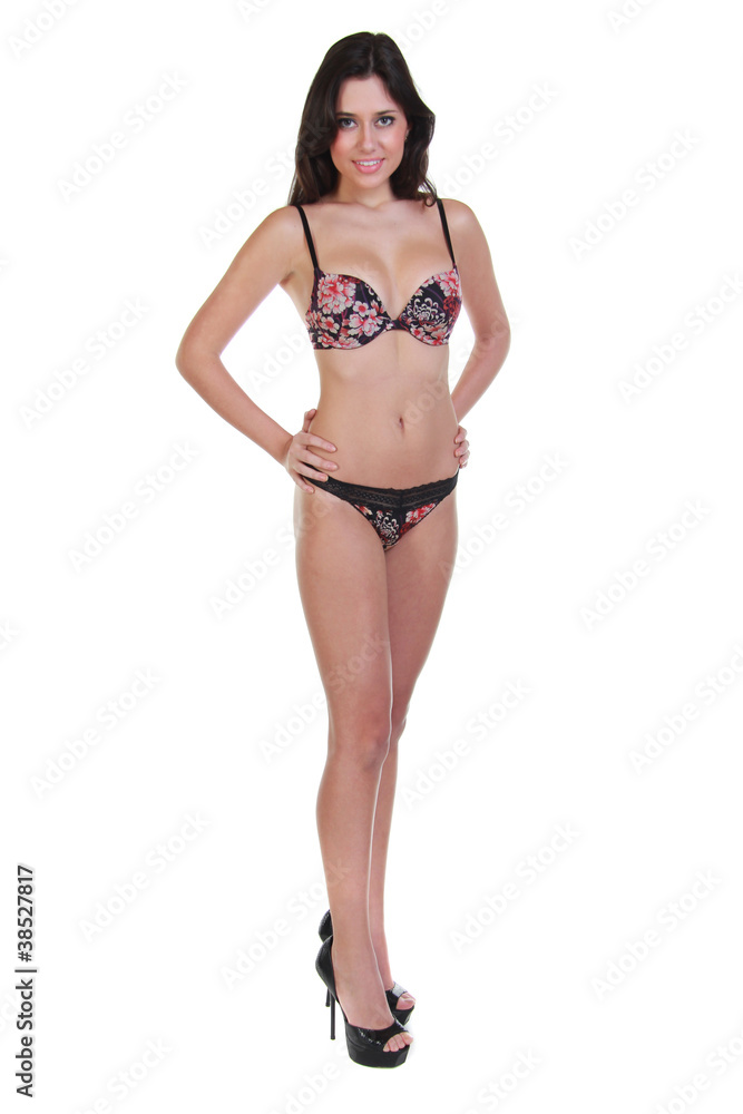 young beautiful woman in underwear - isolated on white young beautiful woman in underwear - isolated on white