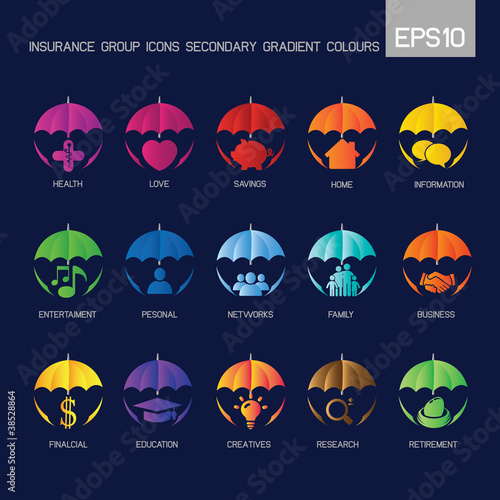 Umbrella - Insurance group icons secondary gradient colourful