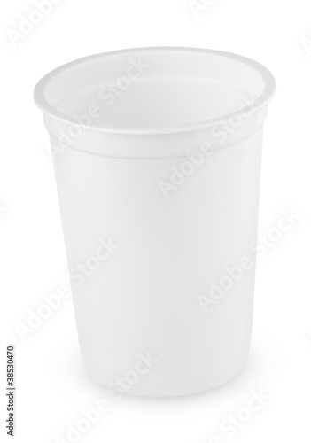 White plastic cup isolated on white