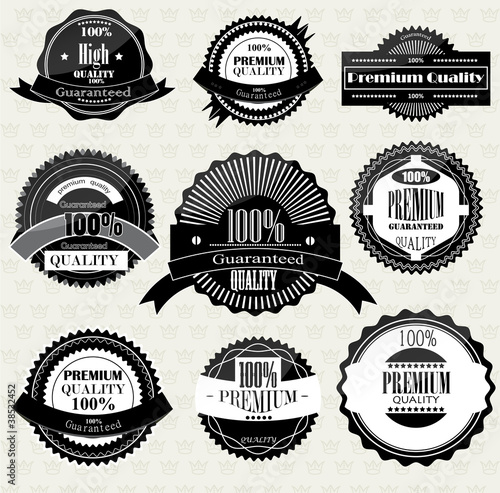 Set of Superior Quality and Satisfaction Guarantee Badges, Label
