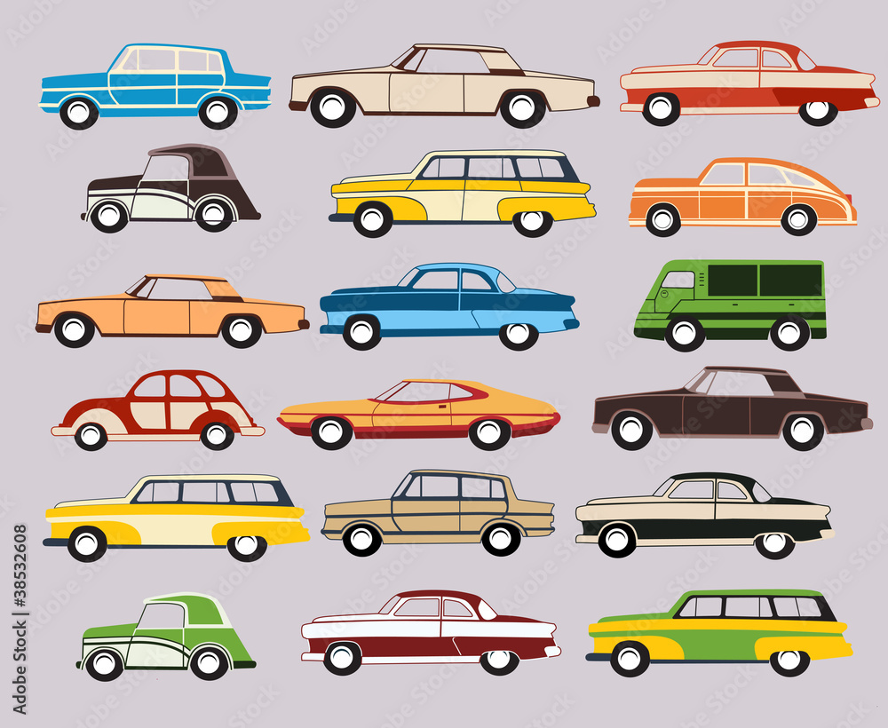 Set of vector old car Set of vector old car