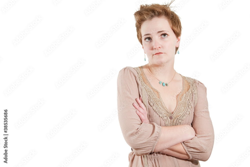 Annoyed woman isolated over white Annoyed woman isolated over white
