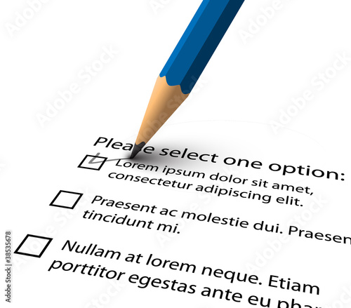 Pencil filling up the questionnaire on white paper