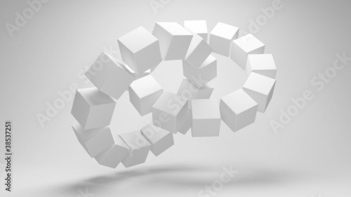 Abstract wheel of the cubes rotation. Seamless loop.