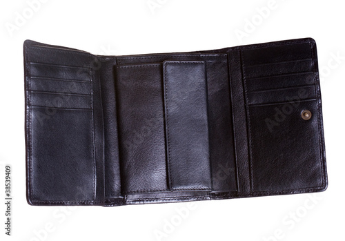 open leather wallet