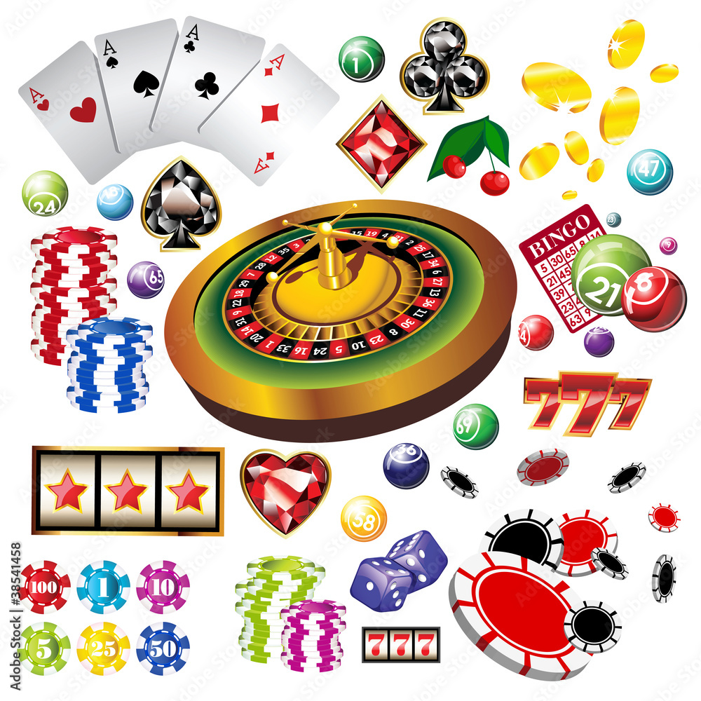 The set of vector casino elements or icons The set of vector casino elements or icons