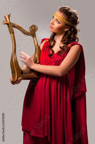 girl in a red tunic