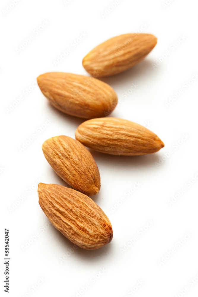 Almonds on the white background Almonds on the white background