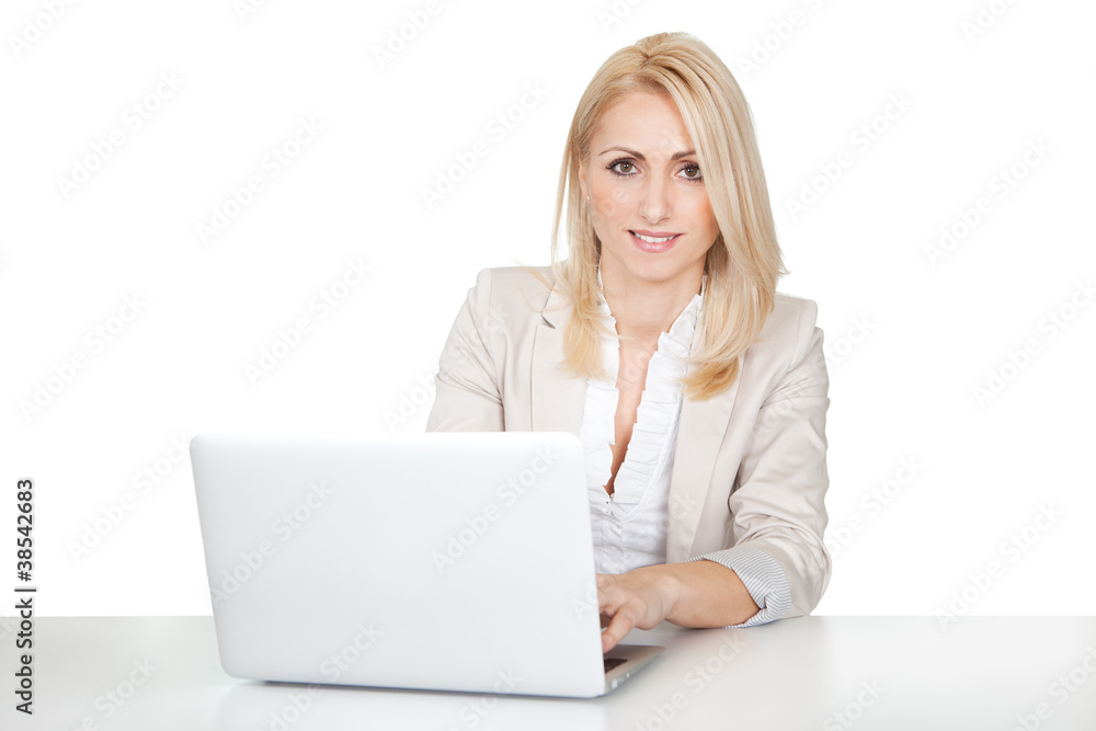Beautiful businesswoman working on computer Beautiful businesswoman working on computer