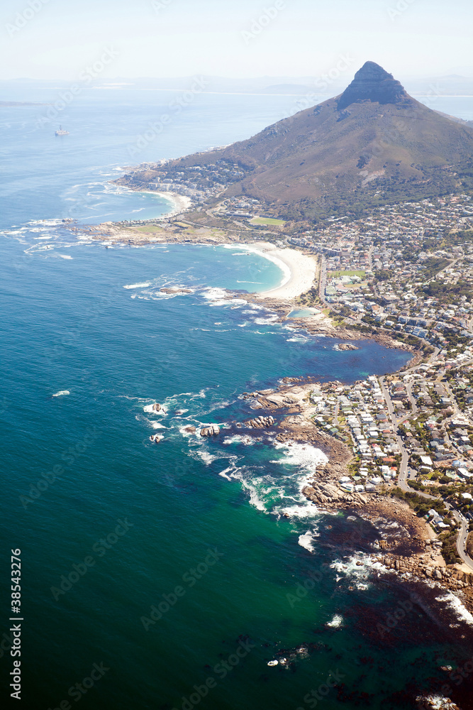 overhead view of coast of Cape Town, South Africa