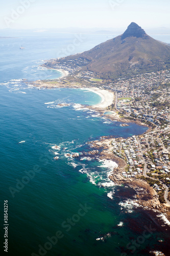 overhead view of coast of Cape Town, South Africa