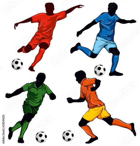 Set of four soccer players
