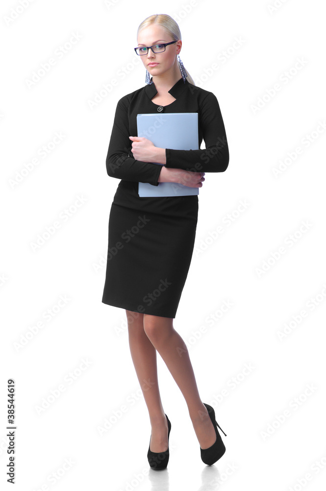 Cute secretary with paper folder