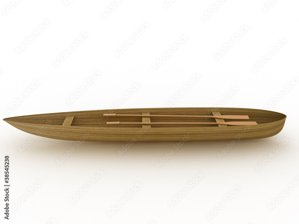 Fototapeta premium The wooden boat on a white background №3