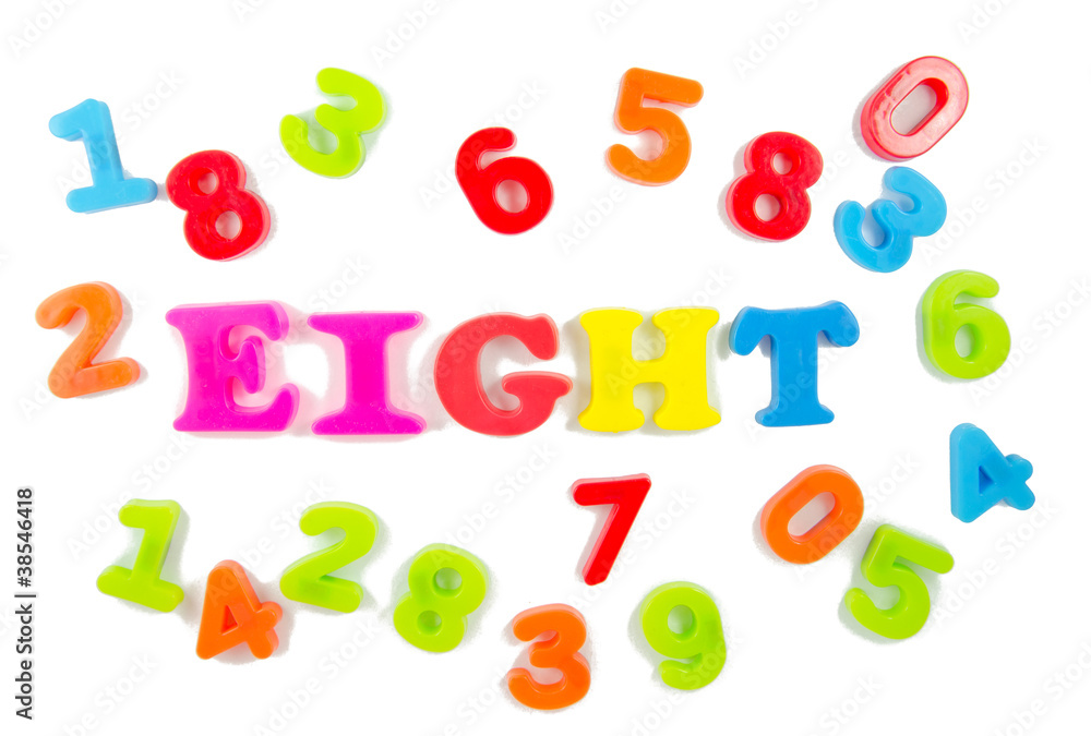 Naklejka premium number eight surrounded by other numbers