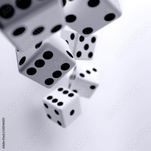 white dice cubes on a light background