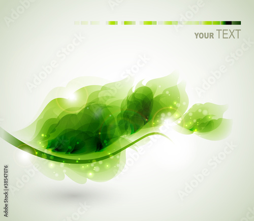 green branch with abstract leaves