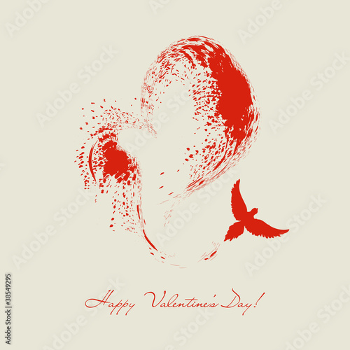 Bird flying heart shape