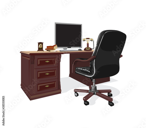 workstation with a leather armchair