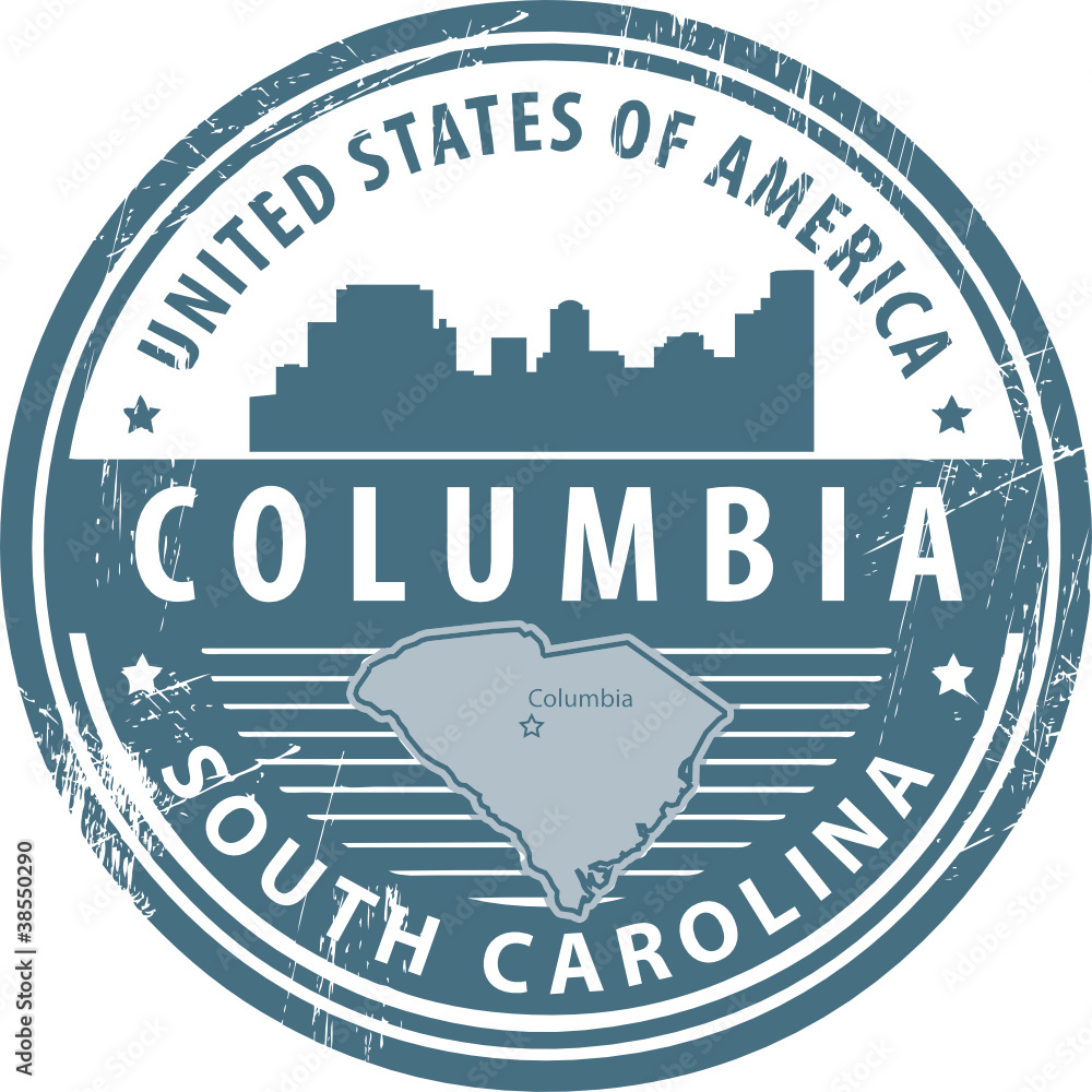 Stamp with name of South Carolina, Columbia, vector Stamp with name of South Carolina, Columbia, vector