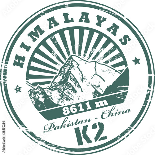 Stamp with the Mount K2, second-highest mountain on Earth