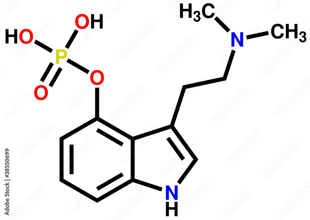 Psilocybin, a hallucinogen found in mashrooms Psilocybin, a hallucinogen found in mashrooms