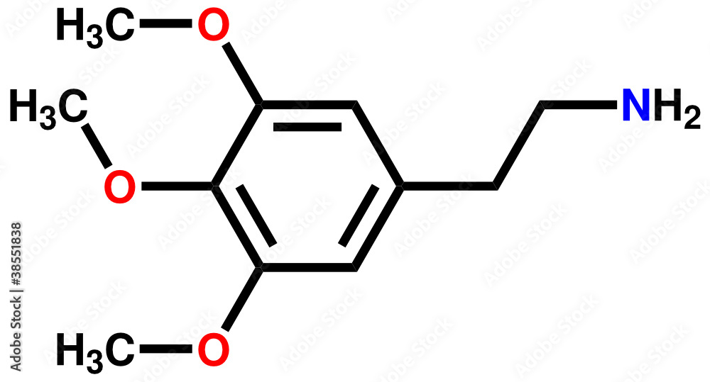 Psychedelic mescaline structural formula Psychedelic mescaline structural formula