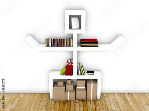 Tableau sur toile 3d designer shelf in modern interior